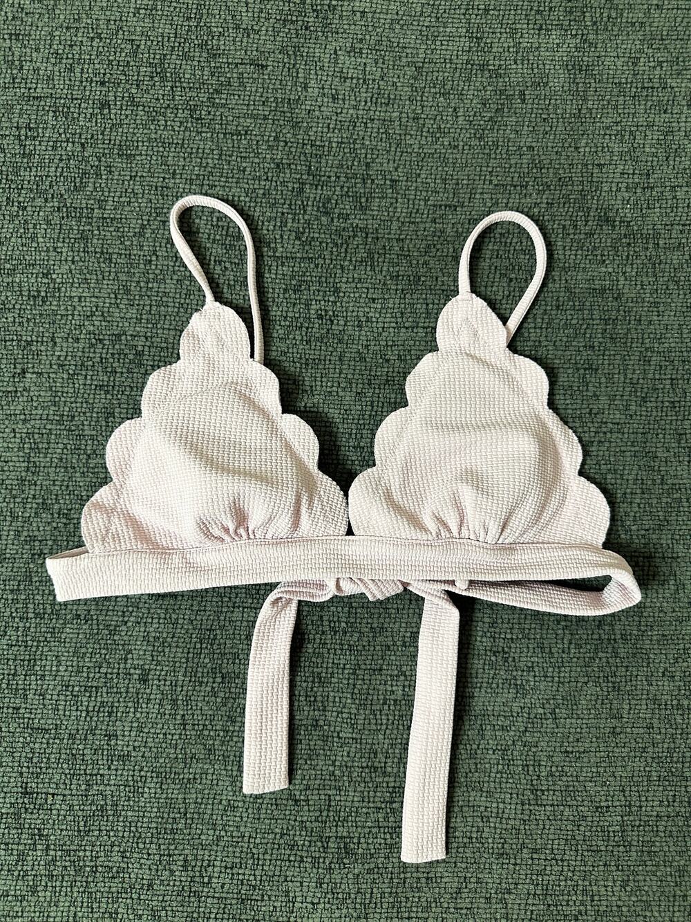 Marysia Santa Clara Bikini Top size L Blush Pink Scalloped Tie Back